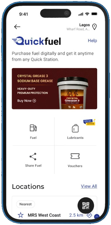 QuickFuel product screen